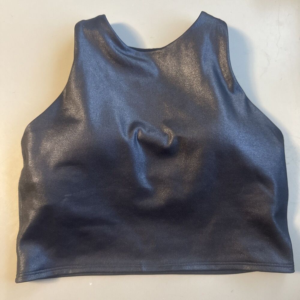 Athleta Black Elation Shine Crop Tank Racerback XS